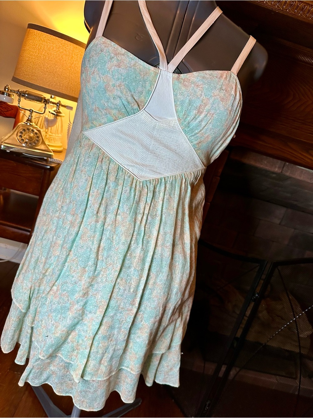 Free People Mint & Pale Pink Floral Sundress